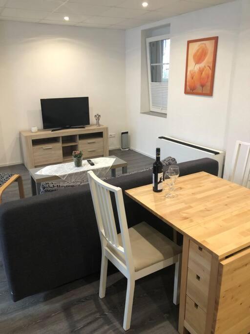 TV a/nebo společenská místnost v ubytování Modernes 1-Zimmer-Apartment im Herzen Oberkochens