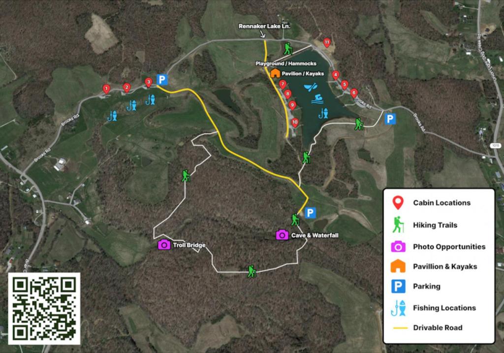 a map of a park with a lot of cars at Mammoth Cave Cabin Rentals 9 in Cub Run