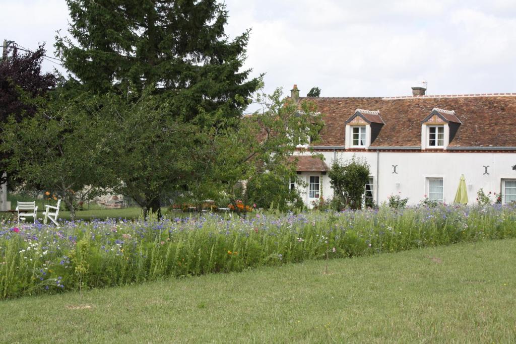 un champ de fleurs devant une maison dans l'établissement Le Clos Près Chambord, à Maslives