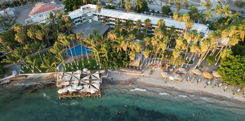 an aerial view of a resort on the beach at La Concha Beach Hotel & Club in La Paz