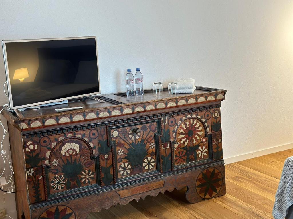 TV a/nebo společenská místnost v ubytování Alpina Appartment Kandersteg