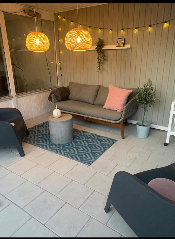 Posezení v ubytování Huset ved søen tæt på Herning og MCH og boxen 90 m2