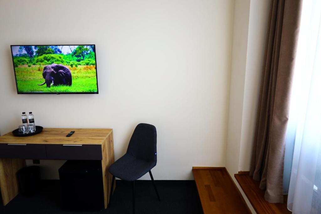 TV a/nebo společenská místnost v ubytování Готель Карпатія