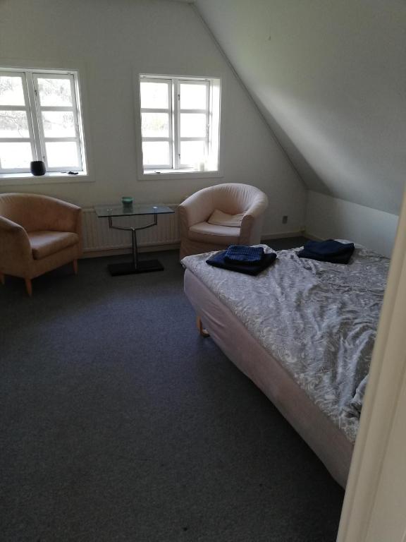 Postel nebo postele na pokoji v ubytování Skovhusets B&B i Gislev