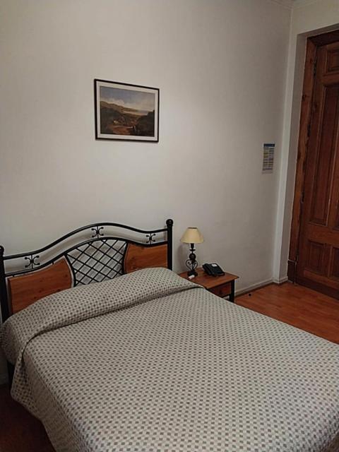 a bedroom with a bed and a picture on the wall at Hotel Casa del Maestro Santiago in Santiago