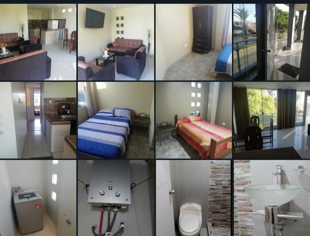 a collage of photos of a hotel room at Apart Hotel Costa Verde in Tacna