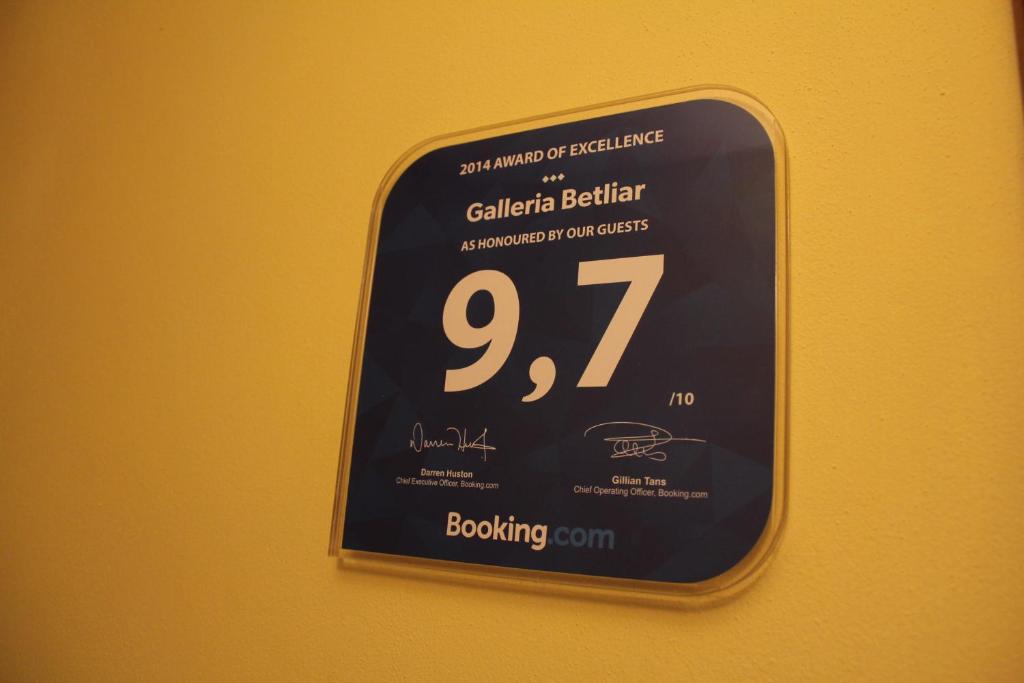 Certifikát, ocenenie alebo iný dokument vystavený v ubytovaní Galleria Betliar