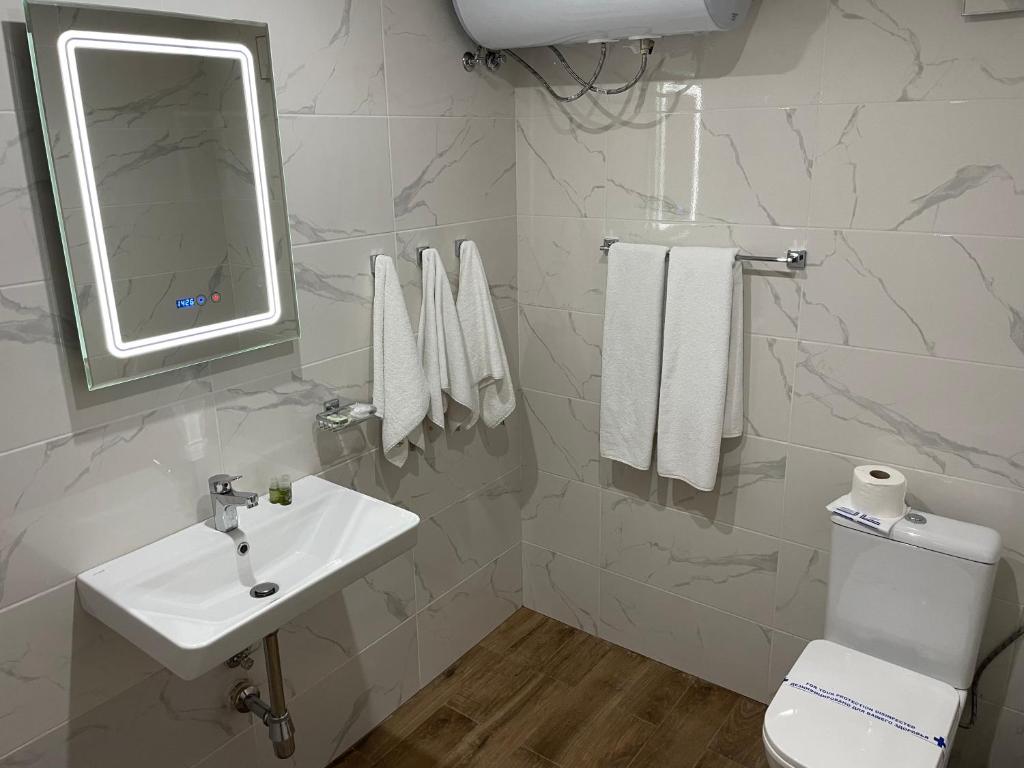 Koupelna v ubytování Hotel Rotasar