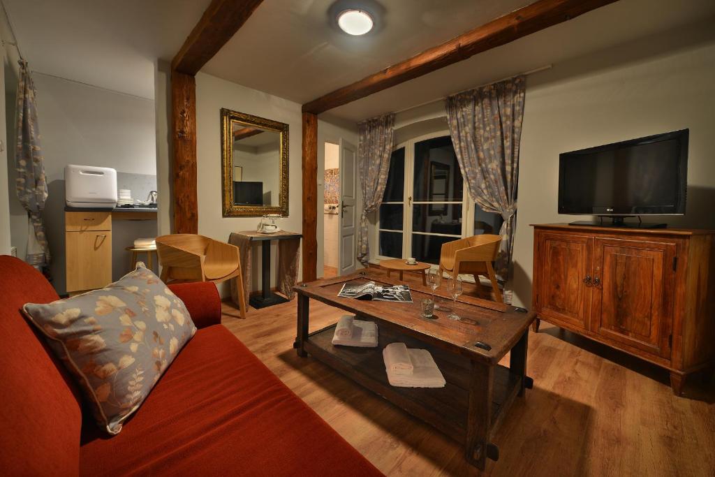 TV a/nebo společenská místnost v ubytování Chateau Loucen Garden Retreat