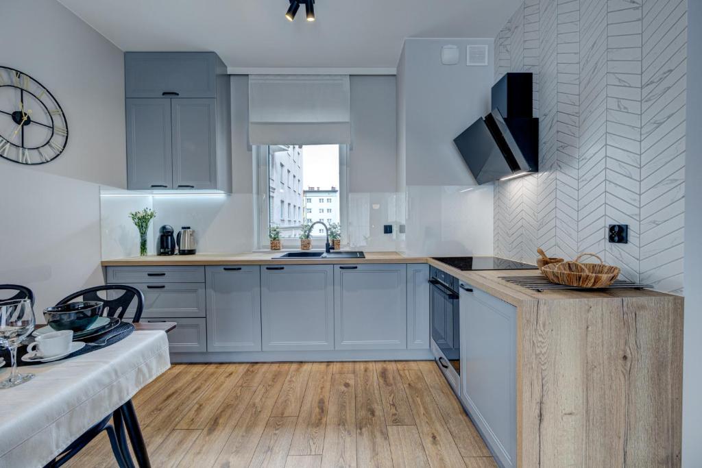 Kuchnia lub aneks kuchenny w obiekcie LM APARTAMENTY NARUTOWICZA Kamienica Nova 2-3
