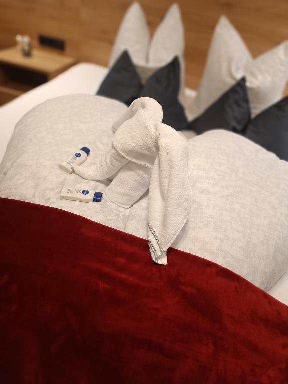 Postel nebo postele na pokoji v ubytování Alpenoase