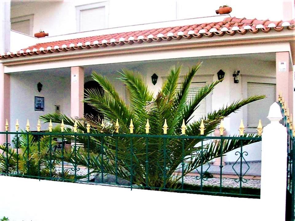 a palm tree in front of a house at Vivienda en la playa de los surfistas! Baleal-Portugal - Hasta 11 PAX in Ferrel