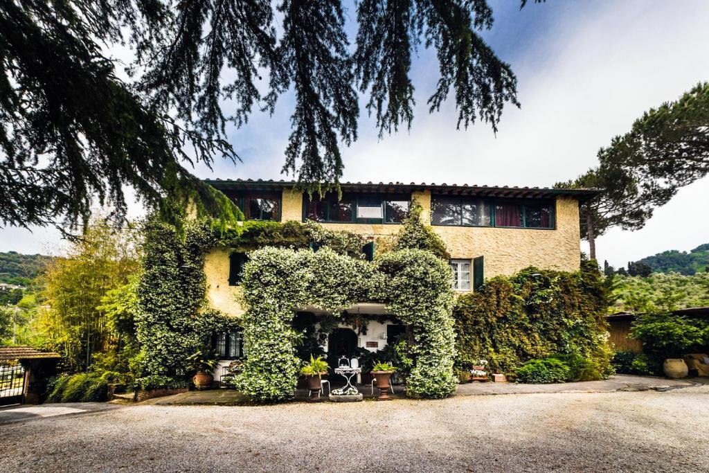 a house covered in ivy on a driveway at Casa Matilde in Mommio