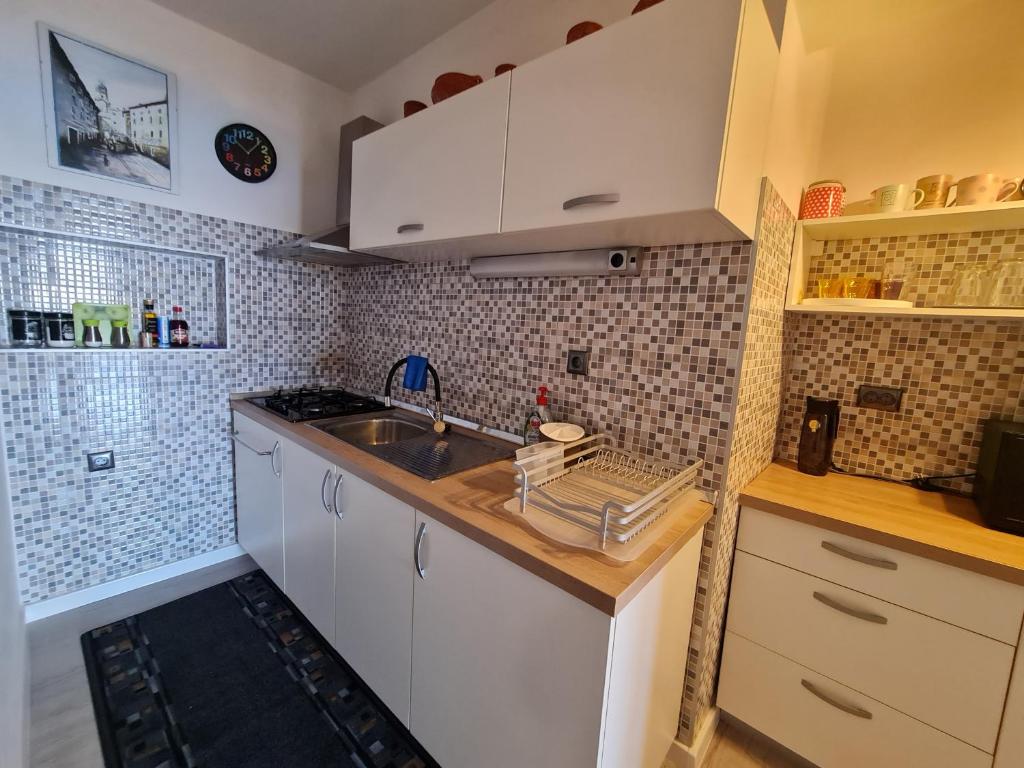 Kuchyň nebo kuchyňský kout v ubytování Apartments Ivan