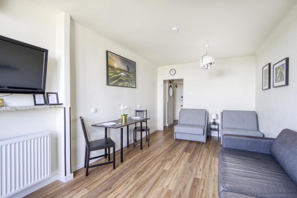 Televízia a/alebo spoločenská miestnosť v ubytovaní Labo Apartment Ogród Saski