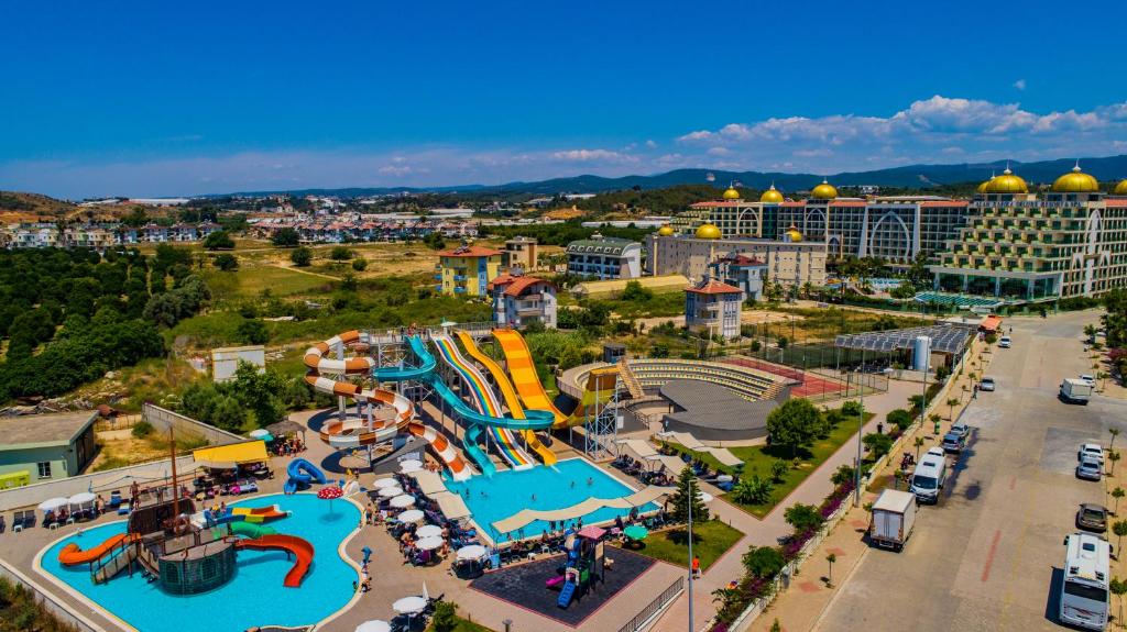 an aerial view of a water park at a resort at Senza The Inn Resort & Spa - Ultra All Inclusive in Avsallar