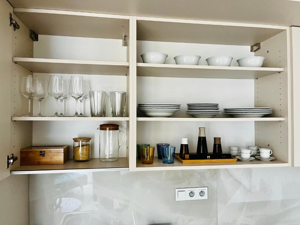 Kuchyň nebo kuchyňský kout v ubytování Apartman Mikulov Garden