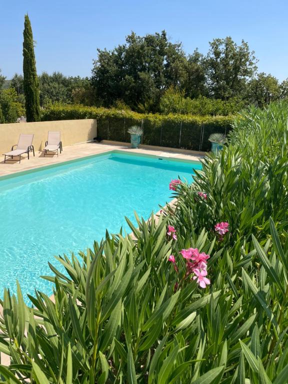 בריכת השחייה שנמצאת ב-Villa provençale entre Cévennes et Provence avec une grande piscine et un terrain de pétanque או באזור