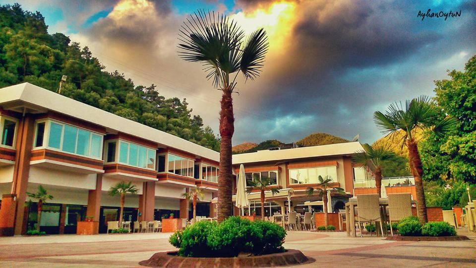 a palm tree in front of a building at Balcova Termal Hotel in Izmir