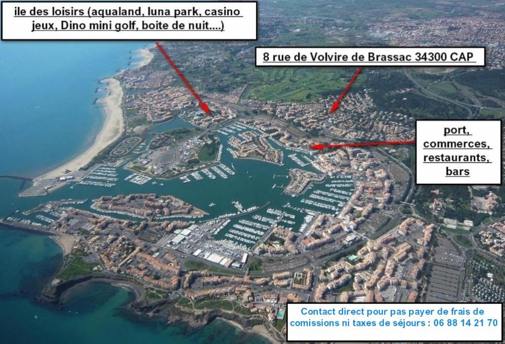 a map of ayre park siesta island and the mainland at CAP D&#39;AGDE studio cabine 6 pers. + terrasse + parking privé + clim (calme) in Cap d&#39;Agde