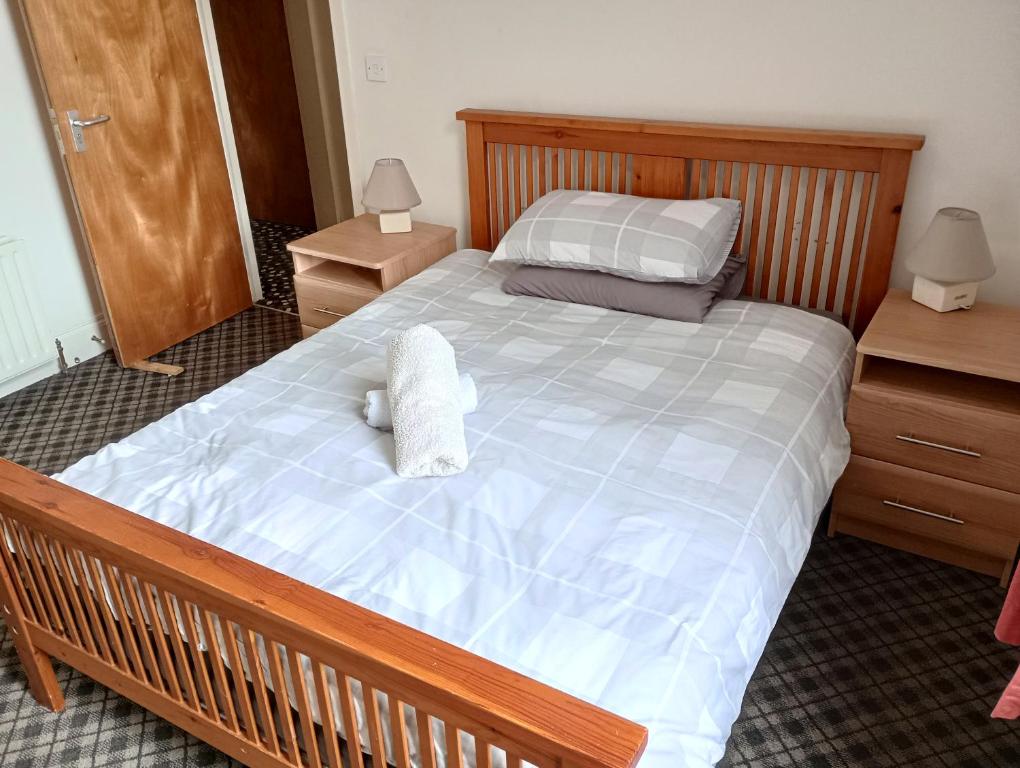 - une chambre avec un grand lit et 2 oreillers dans l'établissement Eglantine Townhouse, à Belfast