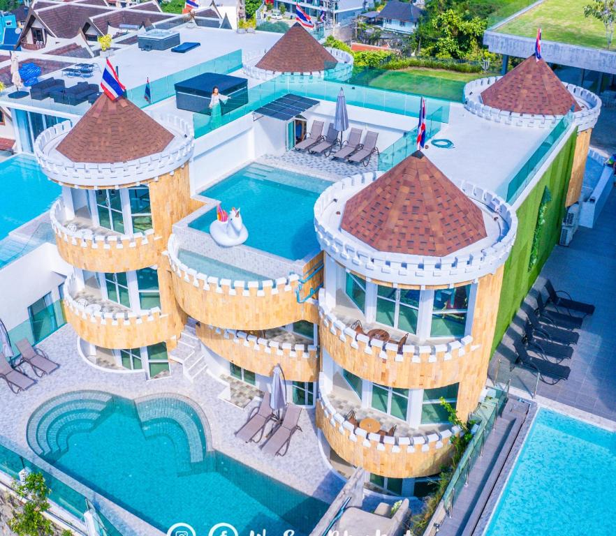an overhead view of a building with a pool at Castle Patong amazing private pool villa in great Location of Patong in Patong Beach
