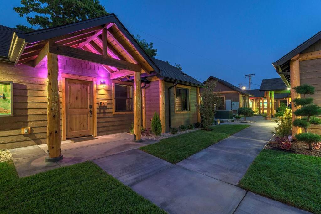 a house with purple lights on the front yard at Bear Mountain - Suite 6 in Grants Pass