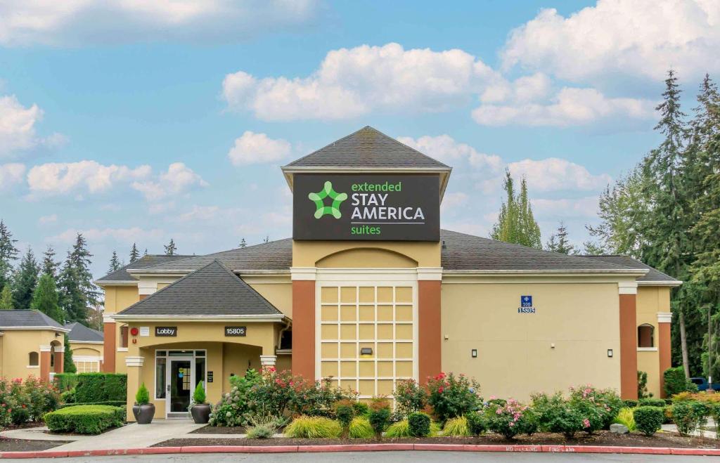 a building with a sign on top of it at Extended Stay America Suites - Seattle - Redmond in Bellevue