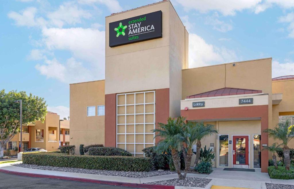 a building with a market sign on the side of it at Extended Stay America Suites - San Diego - Fashion Valley in San Diego