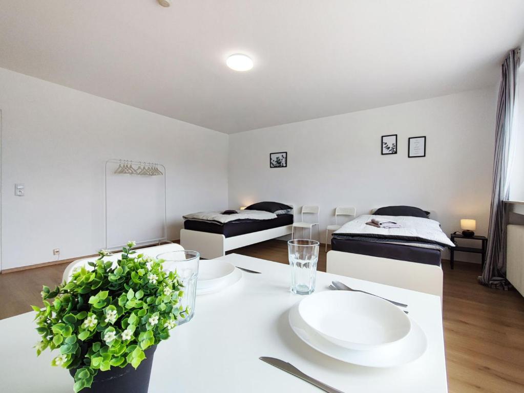 Posezení v ubytování ERB01 - 2-Zimmer-Apartment mit Balkon in Bad König