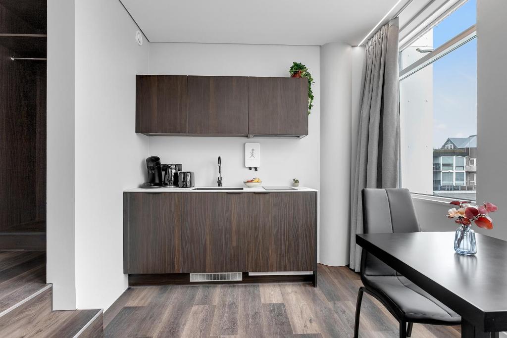 Kuchyň nebo kuchyňský kout v ubytování ALVA Apartments
