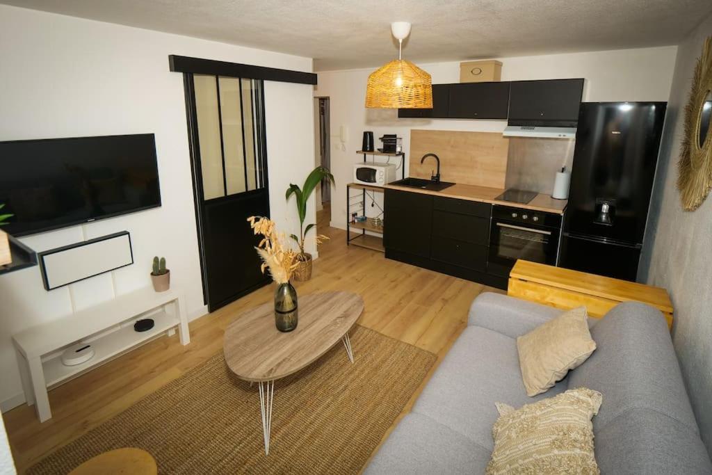 Kuchyň nebo kuchyňský kout v ubytování Appartement boheme