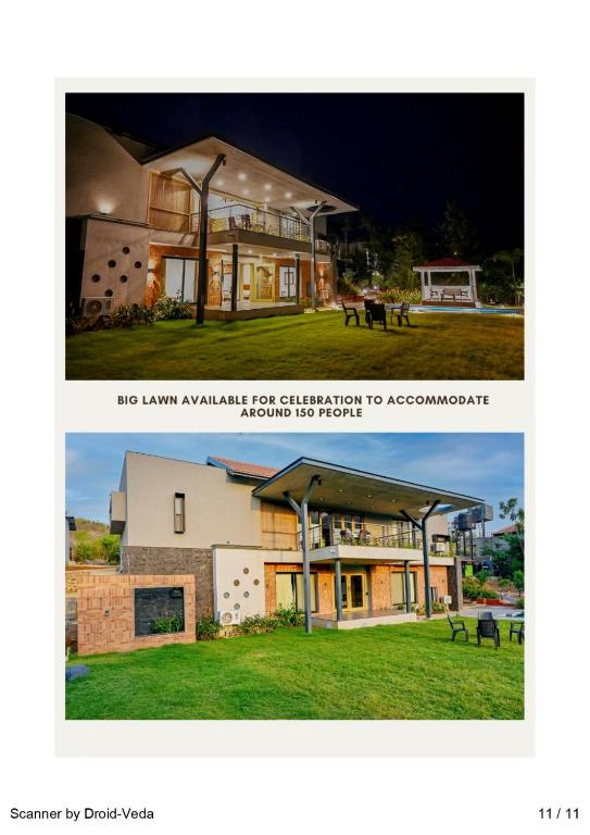 a collage of two pictures of a house at The Lilly Pad in Nashik