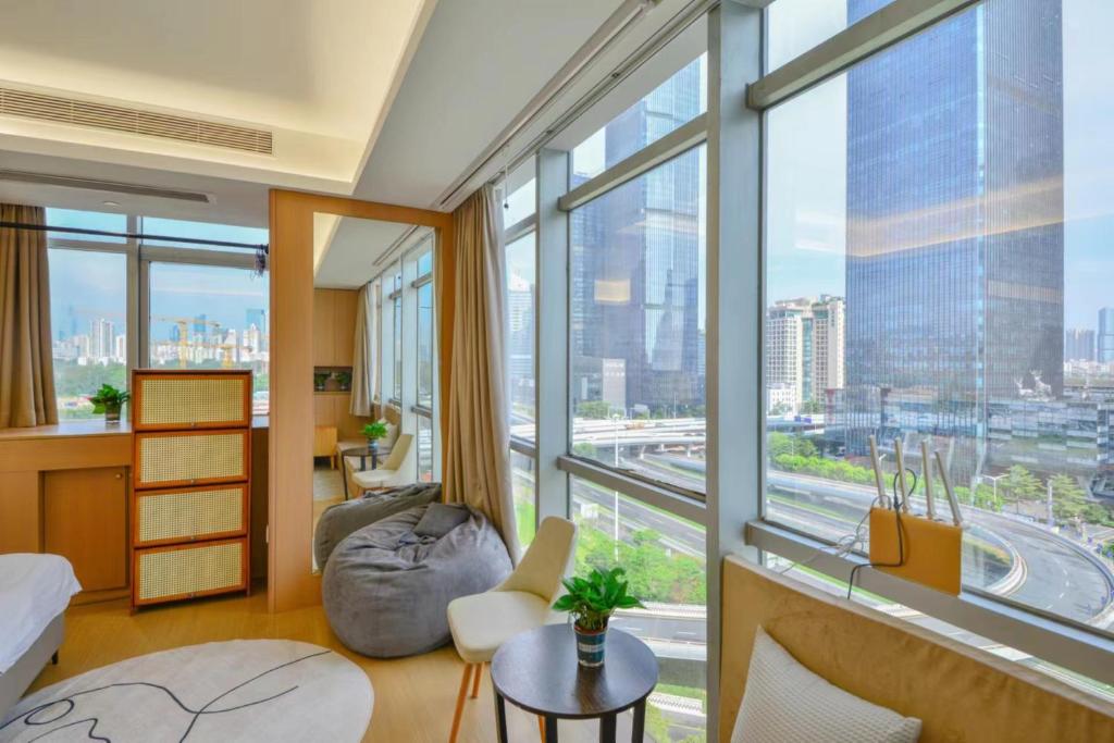 Posezení v ubytování Shenzhen Duowei Luxury Apartment Chegongmiao Branch