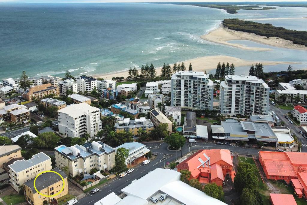 an aerial view of a city and the beach at Location is Everything - Shops, Beaches, Views ZG3 in Caloundra