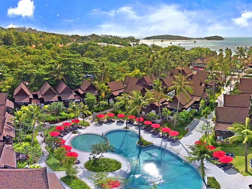 an aerial view of a resort with a swimming pool at Amari Koh Samui in Chaweng