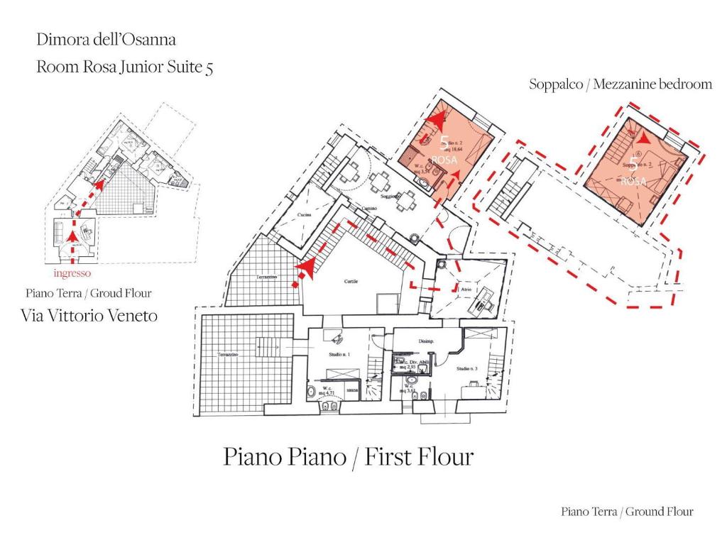 a floor plan of the fao pao first floor at Dimora Dell'Osanna in Carovigno