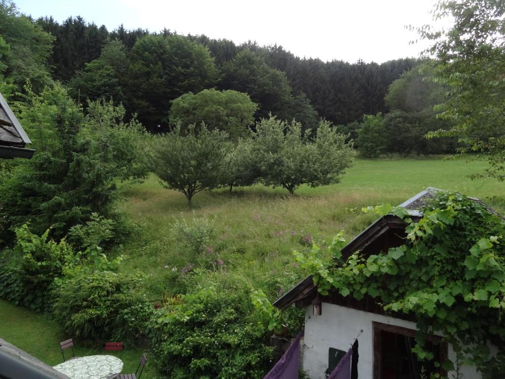 una casa vieja en un campo con árboles en Landhof Ott, en Wolfsgraben