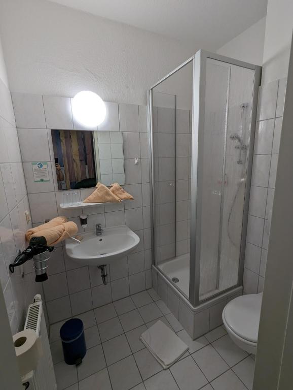 Koupelna v ubytování Waldgasthaus & Berghotel Steinerne Renne