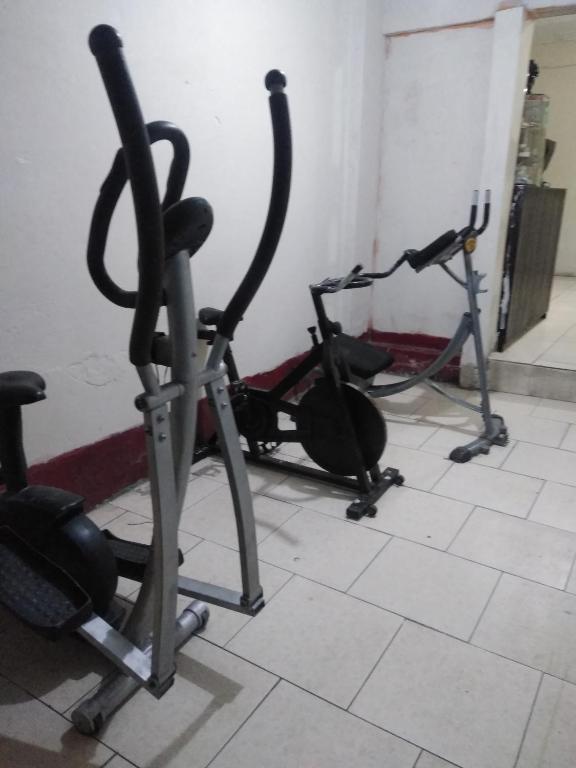 a group of exercise bikes in a room at Hospedaje Monterrico in Iquitos