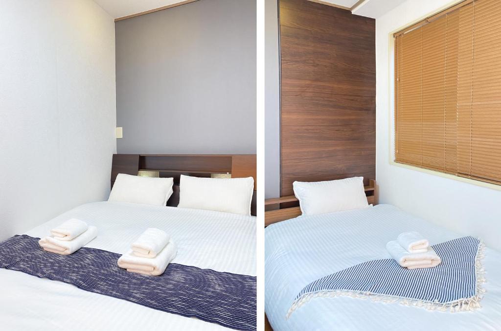 Postel nebo postele na pokoji v ubytování Uhome Mitomi Home 3F