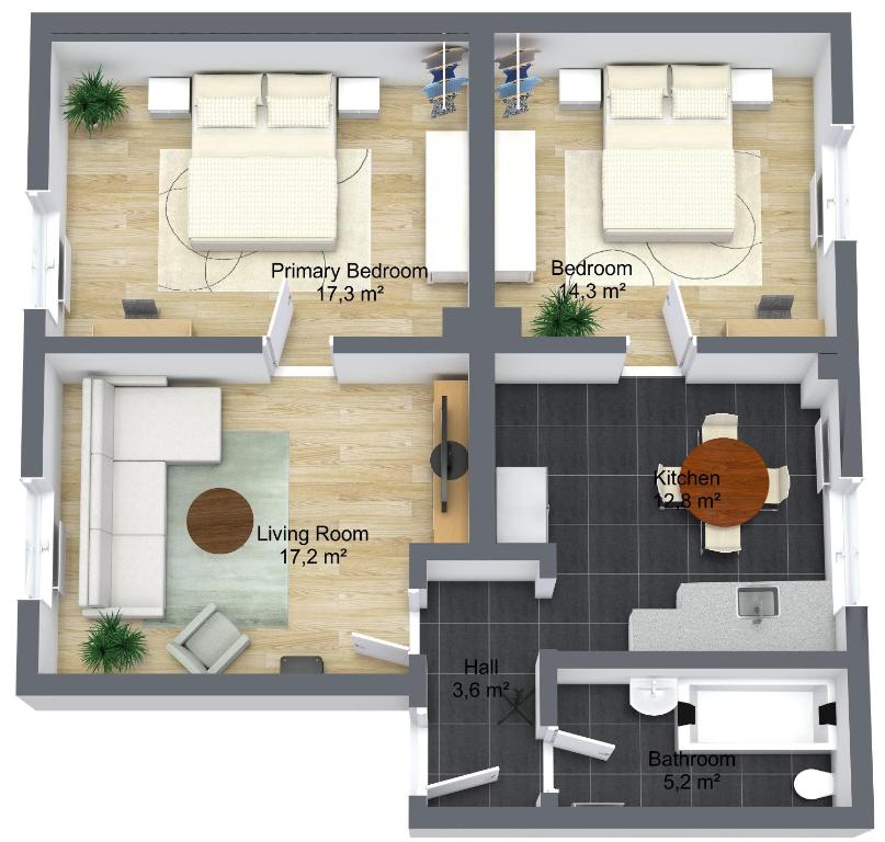 Půdorys ubytování 75qm Luxusapartment in perfekter Lage