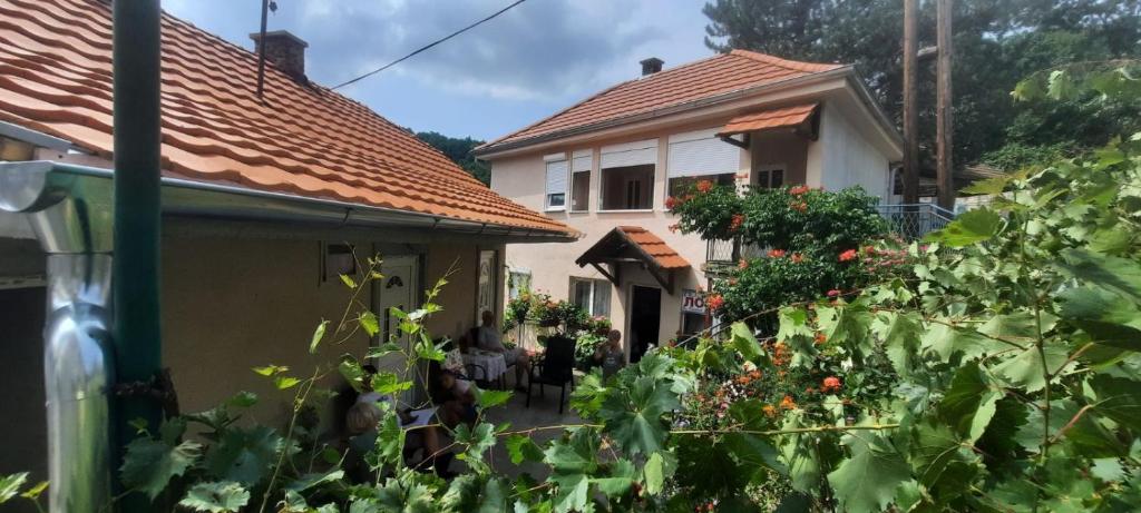a house with a garden in front of it at Apartmani Lovcen in Prolom