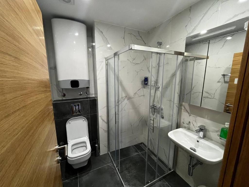 Koupelna v ubytování Sova apartman
