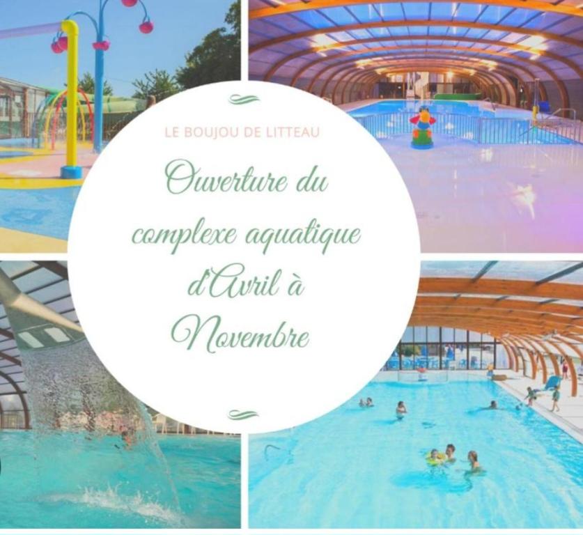 a collage of photos of a water park at LOCIMAD in Litteau