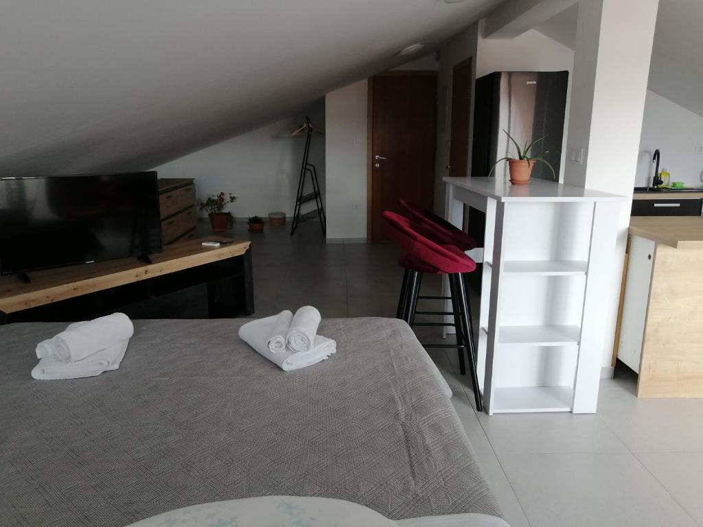 Kuchyň nebo kuchyňský kout v ubytování Milka