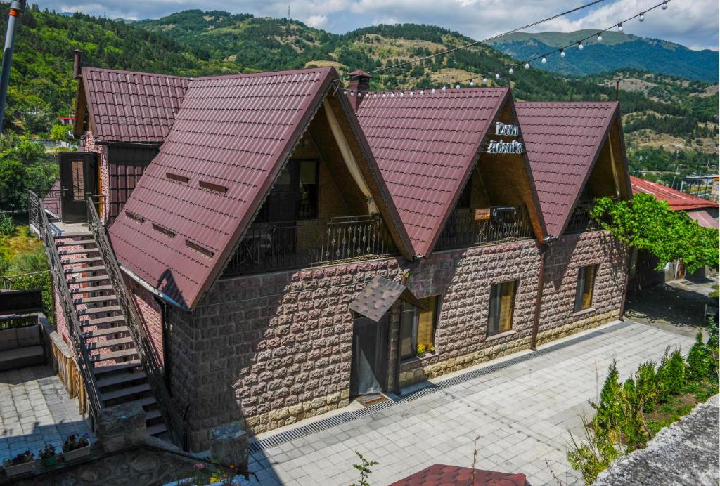an overhead view of a house with a red roof at Dom Adonis in Dilijan