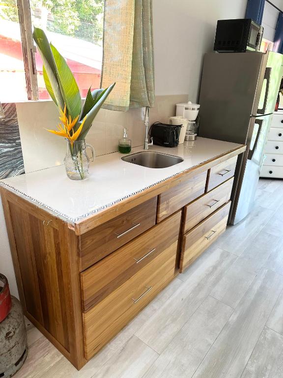 Kuchyň nebo kuchyňský kout v ubytování Guava Shores Castara