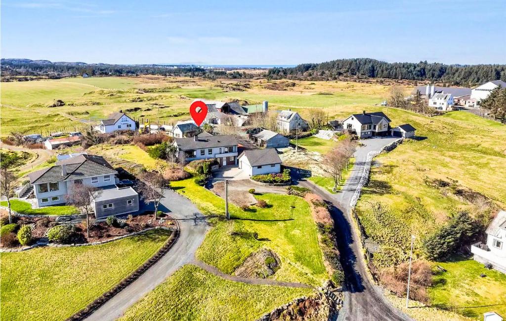 an aerial view of a home with a stop sign at Nice Home In Avaldsnes With Wifi And 3 Bedrooms in Avaldsnes