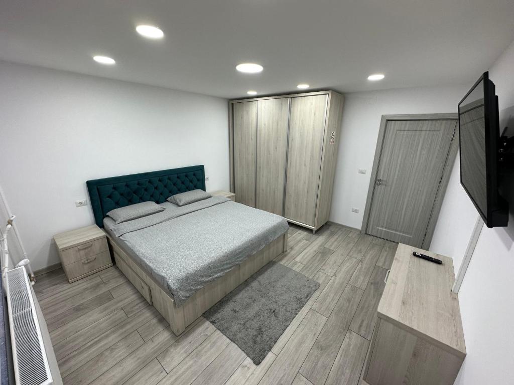 una camera con letto e TV a schermo piatto di Cozy Apartment a Rădăuţi